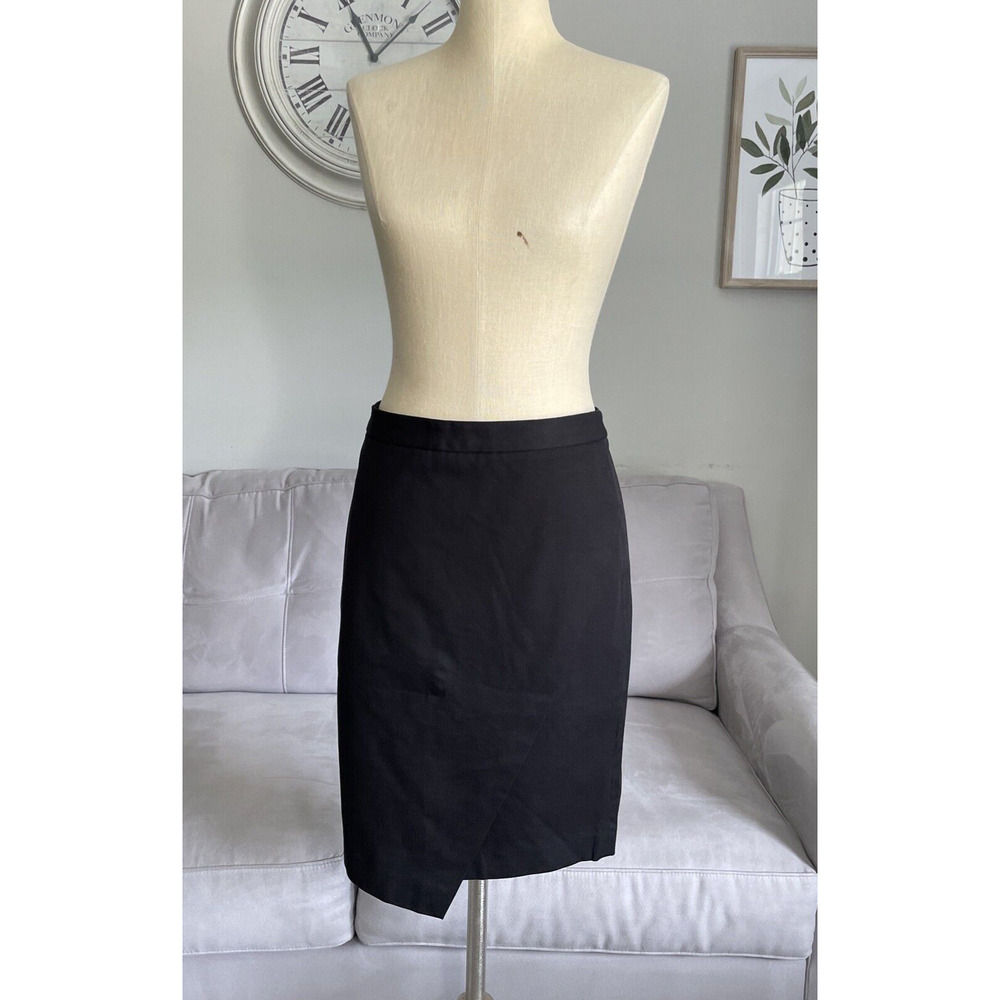 Banana Republic Womens Size 2 Crossover Faux Wrap Pencil Skirt Black Stretch